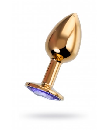 Анальная втулка золото с фиолетовым кристаллом 7 см