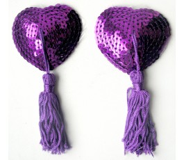 Пэстисы Notabu BDSM в форме сердец с кисточками фиолетовые