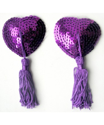 Пэстисы Notabu BDSM в форме сердец с кисточками фиолетовые