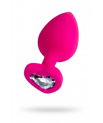 Анальная втулка с сердечком ToDo by Toyfa розовая с прозрачным кристаллом 9,5 см