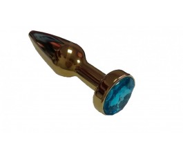 Анальная втулка с кристаллом Gold Plug Blue 10,5 см
