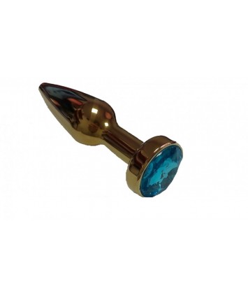 Анальная втулка с кристаллом Gold Plug Blue 10,5 см