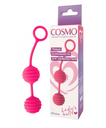Вагинальные шарики Cosmo розовые неон 17 см