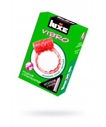 Виброкольцо Поцелуй стриптизерши + презерватив Luxe Vibro 1 шт