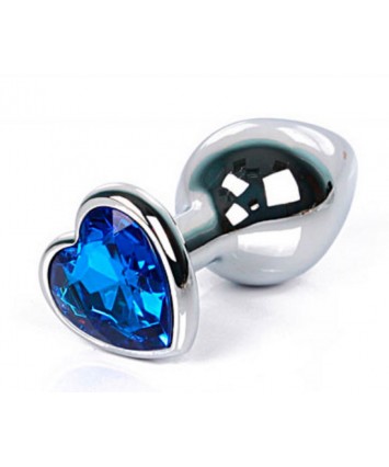 Анальная втулка с кристаллом сердце Small синий 7 см