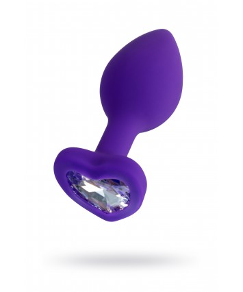 Анальная втулка с сердечком ToDo by Toyfa фиолетовая с прозрачным кристаллом 7 см