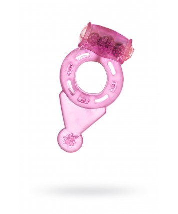 Кольцо эрекционное с вибрацией и хвостиком розовое