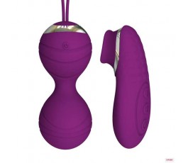 Вагинальные шарики Joanna с вибрацией и пультом ДУ фиолетовые