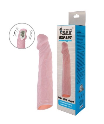 Насадка на пенис с вибрацией Sex Expert телесная 18 см