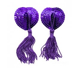 Пэстисы наклейки на грудь в форме сердечек фиолетовые