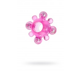 Эрекционное кольцо с бусинами розовое 2 см