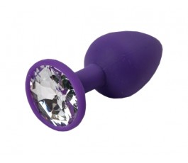 Анальная втулка фиолетовая с кристаллом Large прозрачный 9.5см